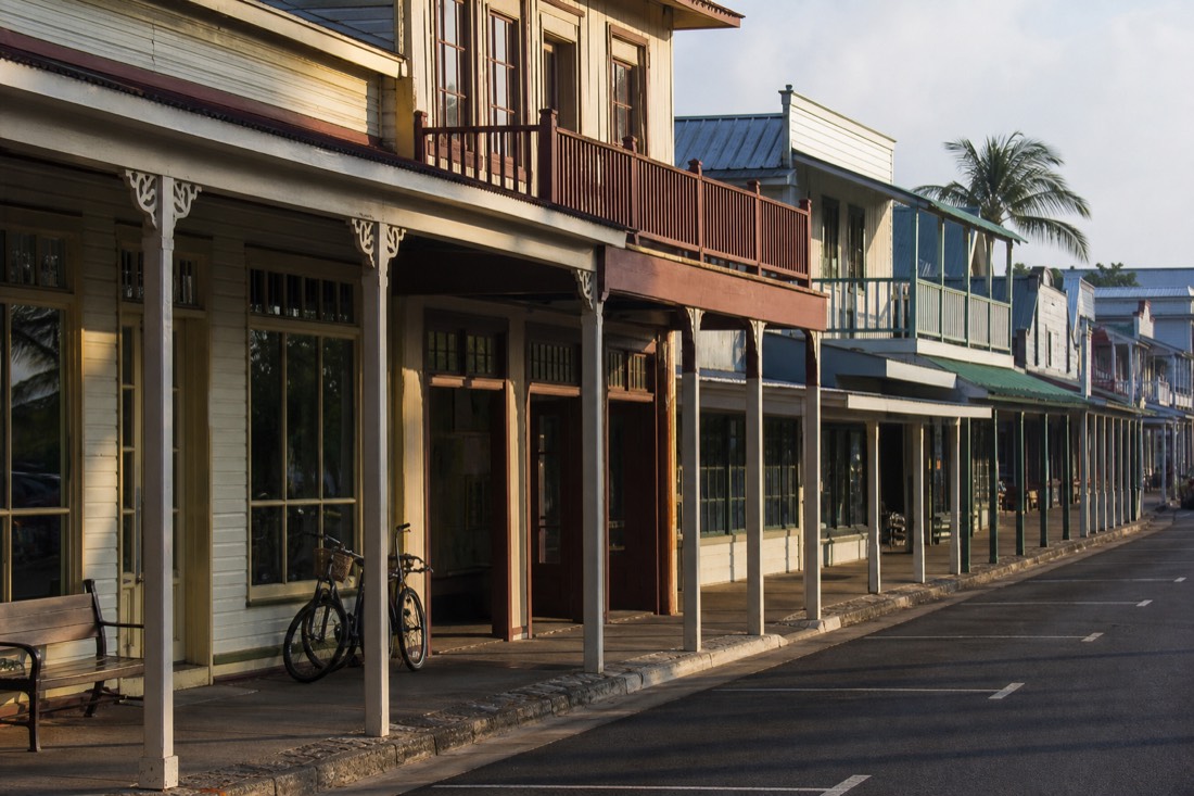 Historic storefronts in downtown Hilo