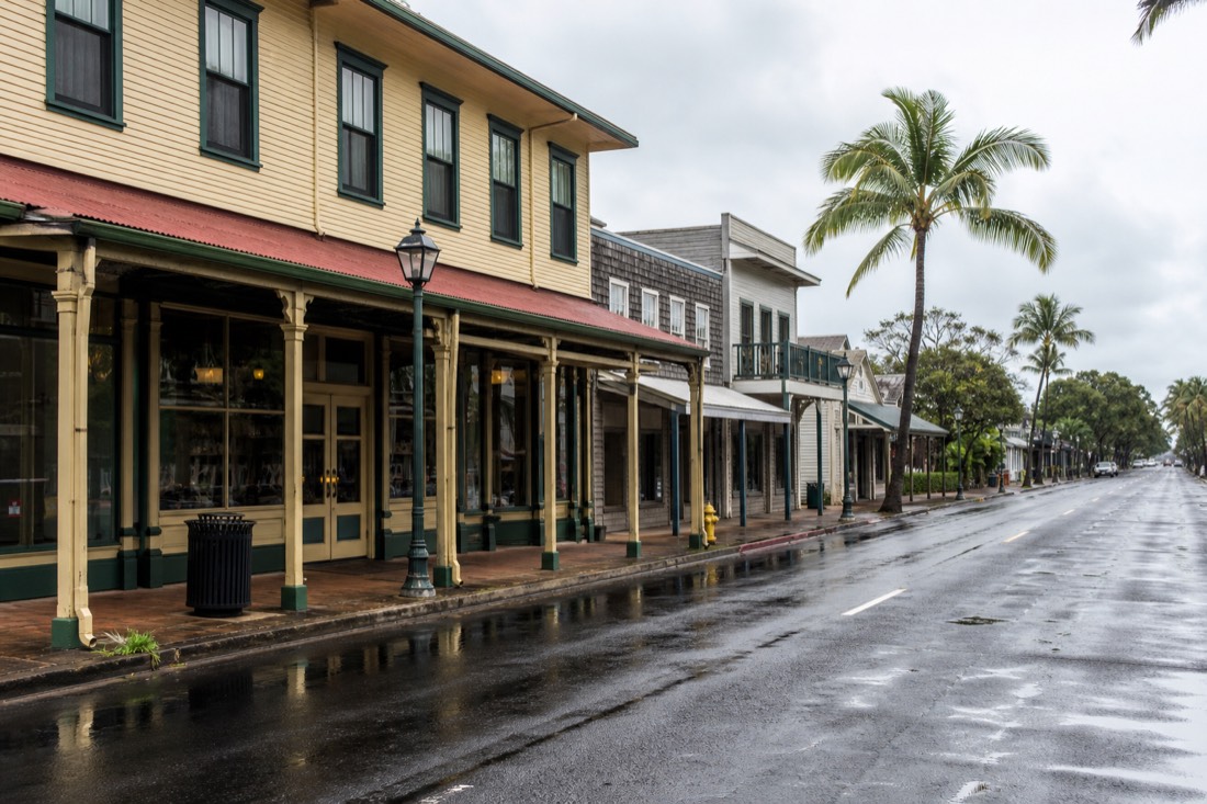 Historic storefronts in downtown Hilo