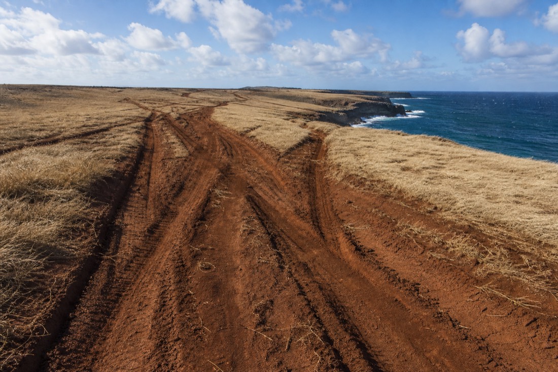 The exposed coastal trail out to Papakōlea, with no shade for its full length