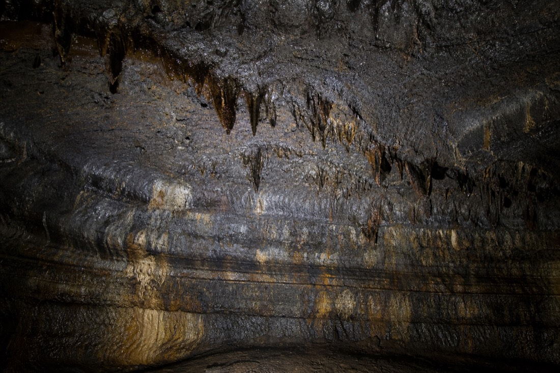 A low section of tube ceiling at Kaumana Caves