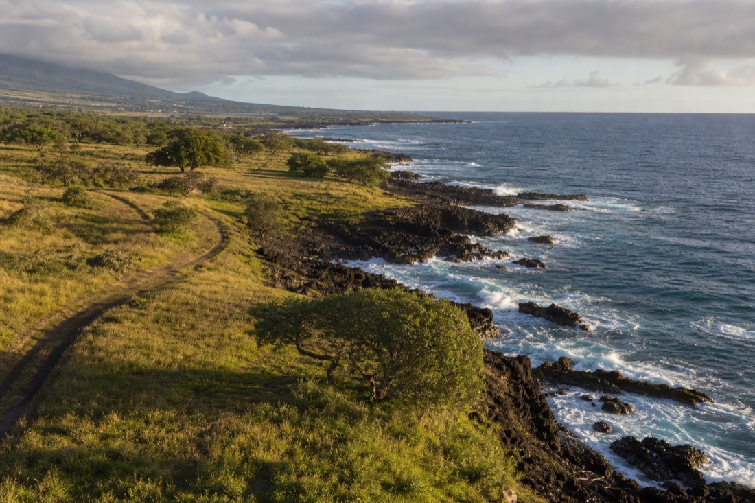 The southern coastline near Nāʻalehu, the departure town for the green sand beach ATV ride