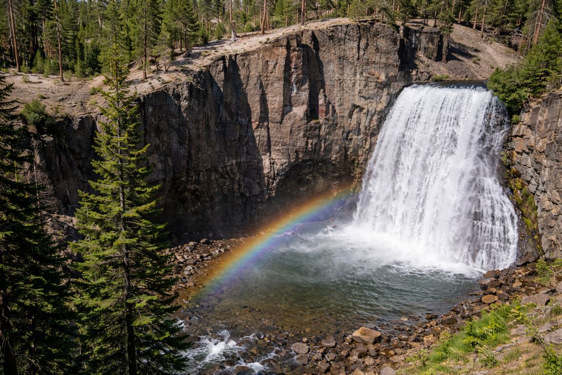 Rainbow Falls in Hilo featuring powerful waterfall and colorful rainbow in mist, captured during a Hilo Tours guided experience
